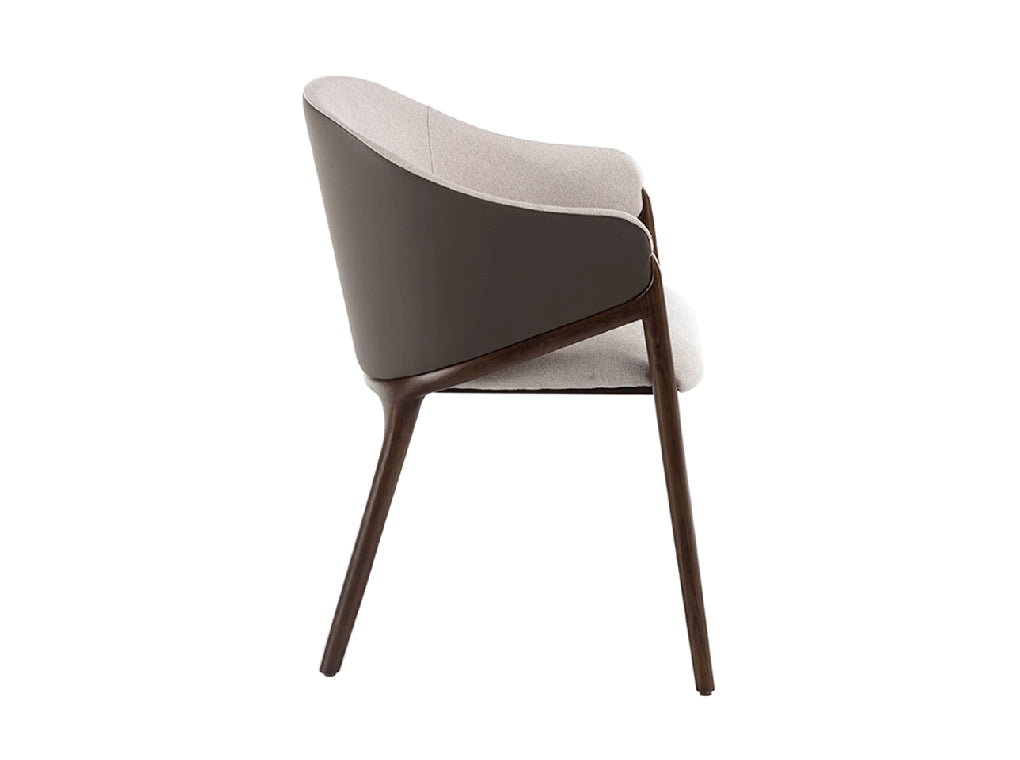 Chaise de salle à manger design en tissu beige & similicuir