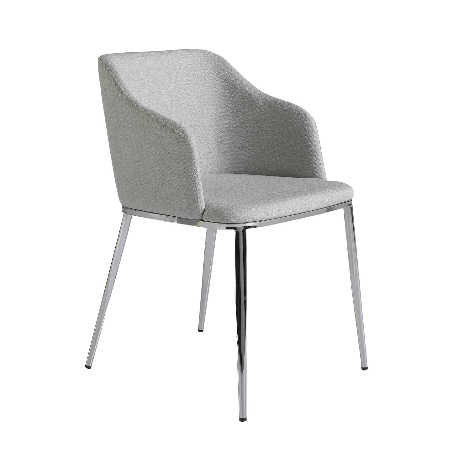 Chaise de salle à manger design en tissu gris et pieds en acier chromé – Angel Cerdá 4050
