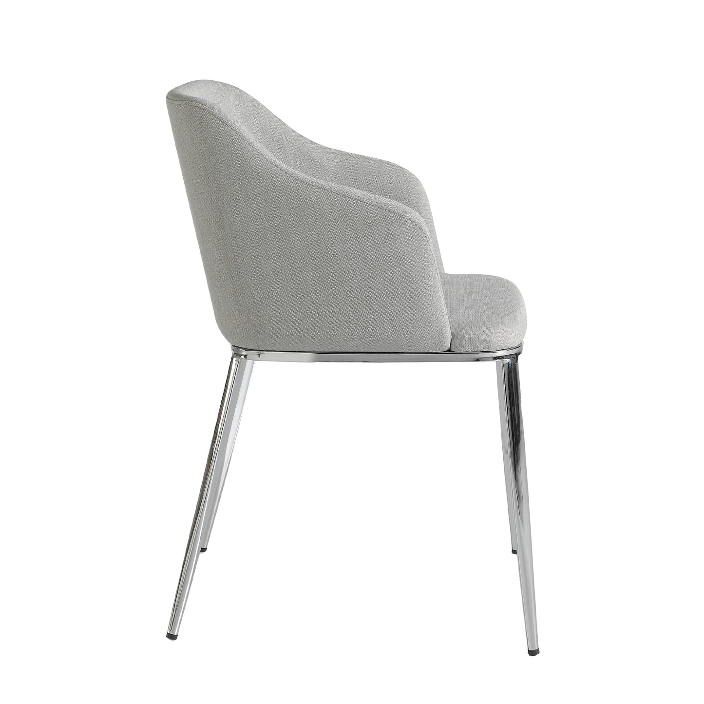 Chaise de salle à manger design en tissu gris et pieds en acier chromé – Angel Cerdá 4050