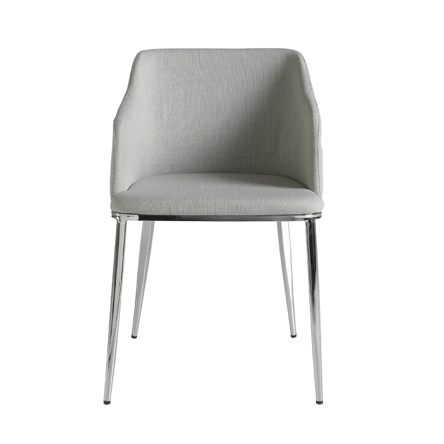 Chaise de salle à manger design en tissu gris et pieds en acier chromé – Angel Cerdá 4050