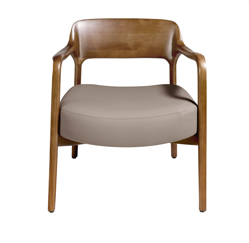 Fauteuil tapissé en cuir écologique et en bois Angel Cerda