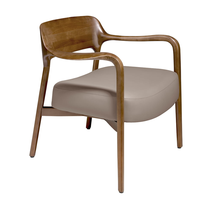 Fauteuil tapissé en cuir écologique et en bois Angel Cerda