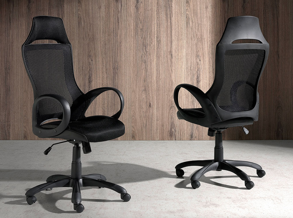 Fauteuil bureau pivotant cuir reconstitué noir design | Office
