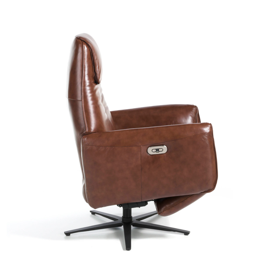 Fauteuil pivotant cuir marron Angel Cerda