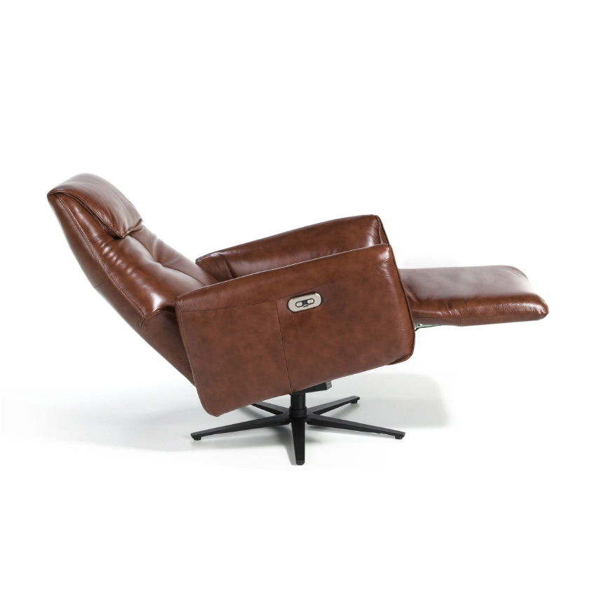 Fauteuil pivotant cuir marron Angel Cerda