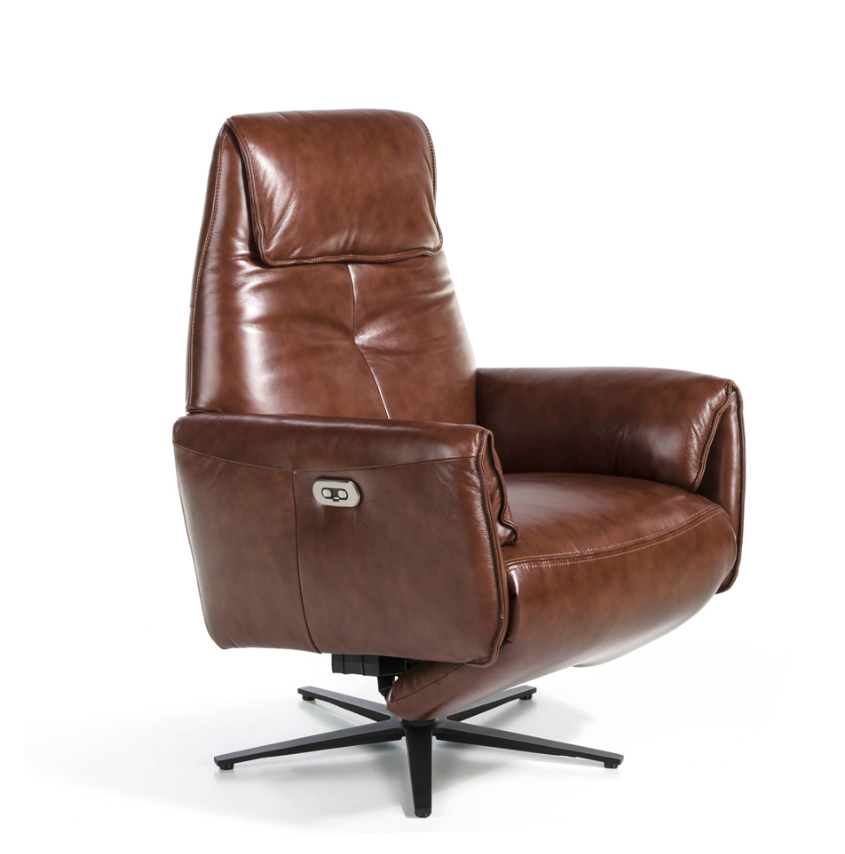 Fauteuil pivotant cuir marron Angel Cerda