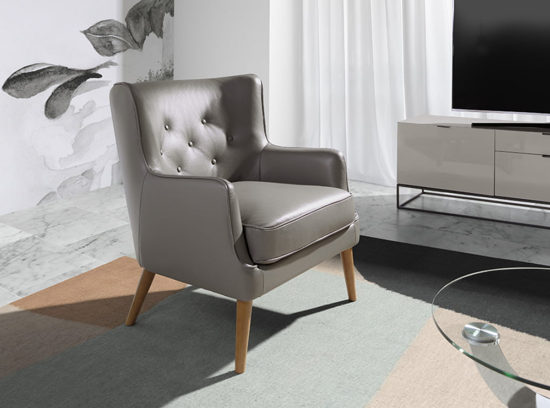 Fauteuil en cuir gris Angel Cerda