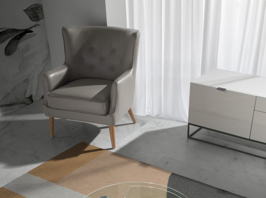 Fauteuil en cuir gris Angel Cerda