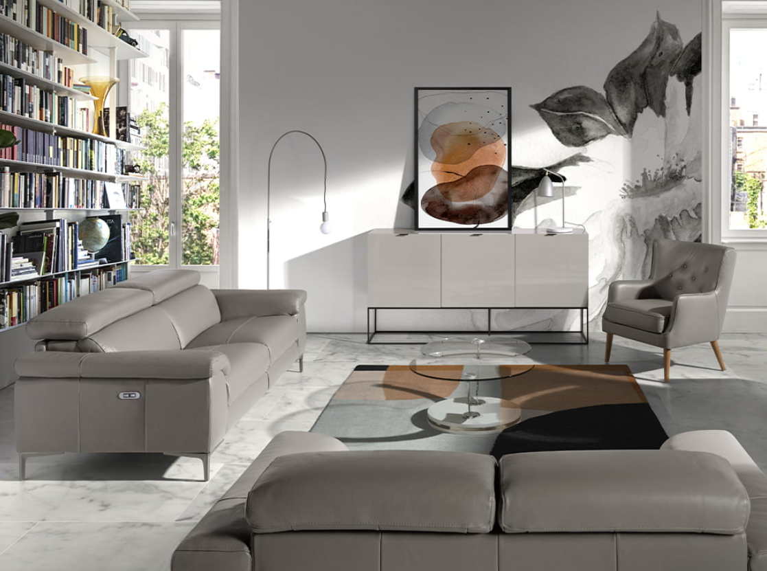 Fauteuil en cuir gris Angel Cerda