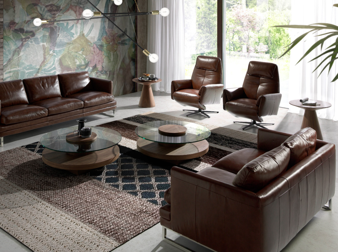 Fauteuil pivotant cuir marron Angel Cerda
