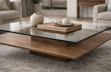 Charger l'image dans la visionneuse de la galerie, Salon moderne avec table basse design et mobilier en bois naturel
