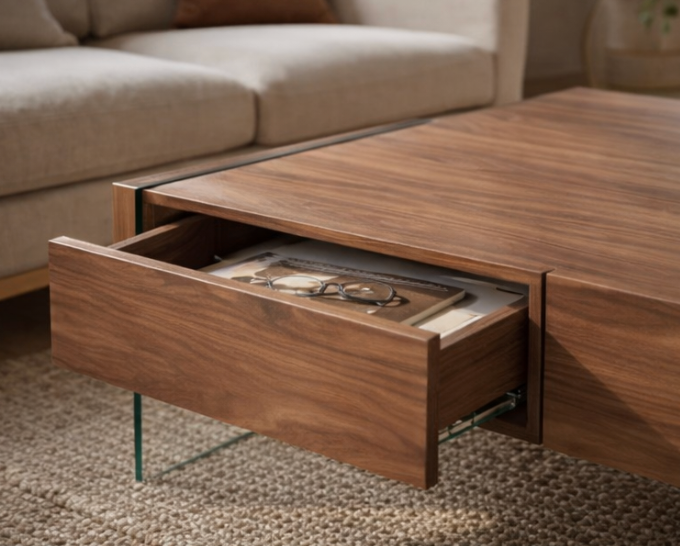 Table basse design en bois naturel avec lignes épurées pour intérieur moderne