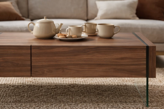Table basse rectangulaire en bois au style contemporain pour salon élégant