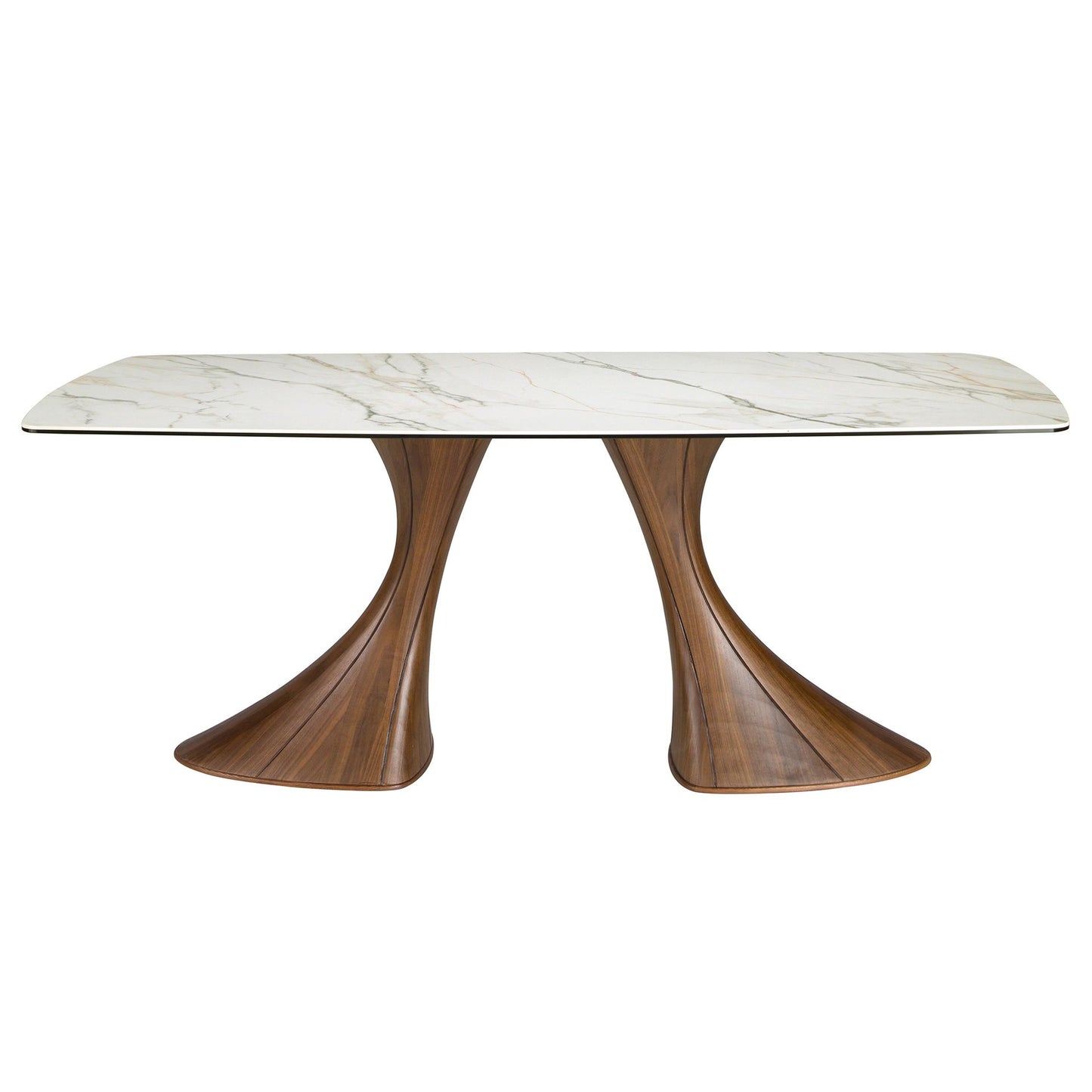 Table de salle à manger en marbre & noyer design