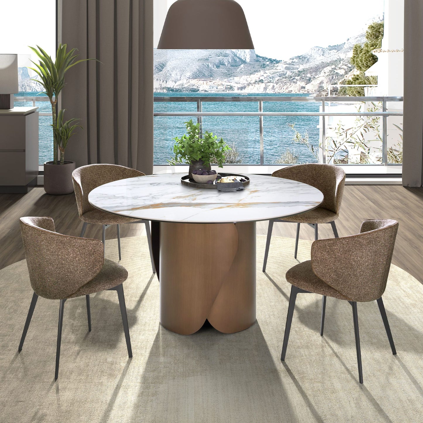 Table de salle à manger ronde en marbre