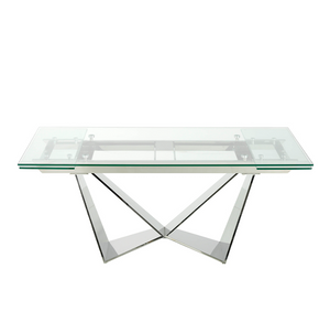 Table à manger extensible en verre trempée et acier chromé Angel Cerda