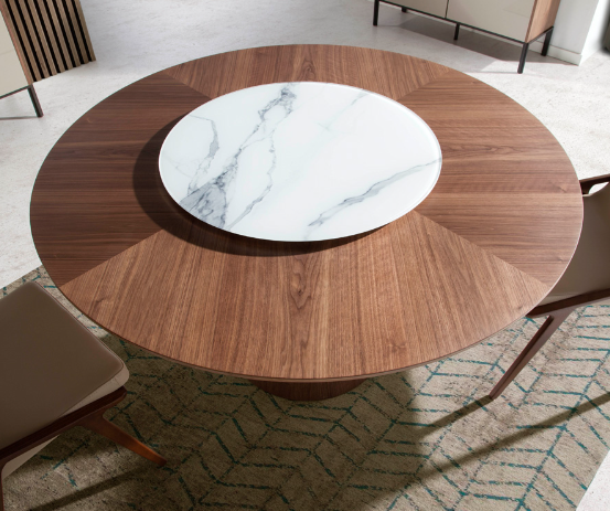 Table à manger ronde design bois noyer Ø120cm | Salle à manger
