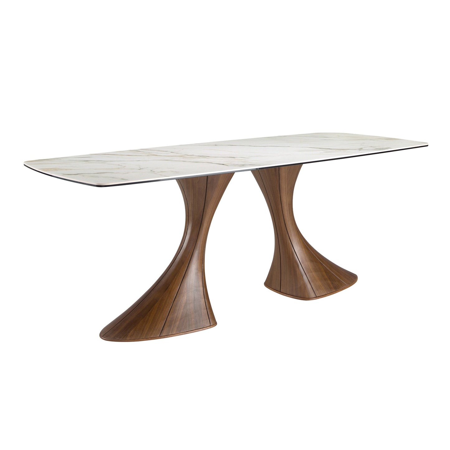 Table de salle à manger en marbre & noyer design