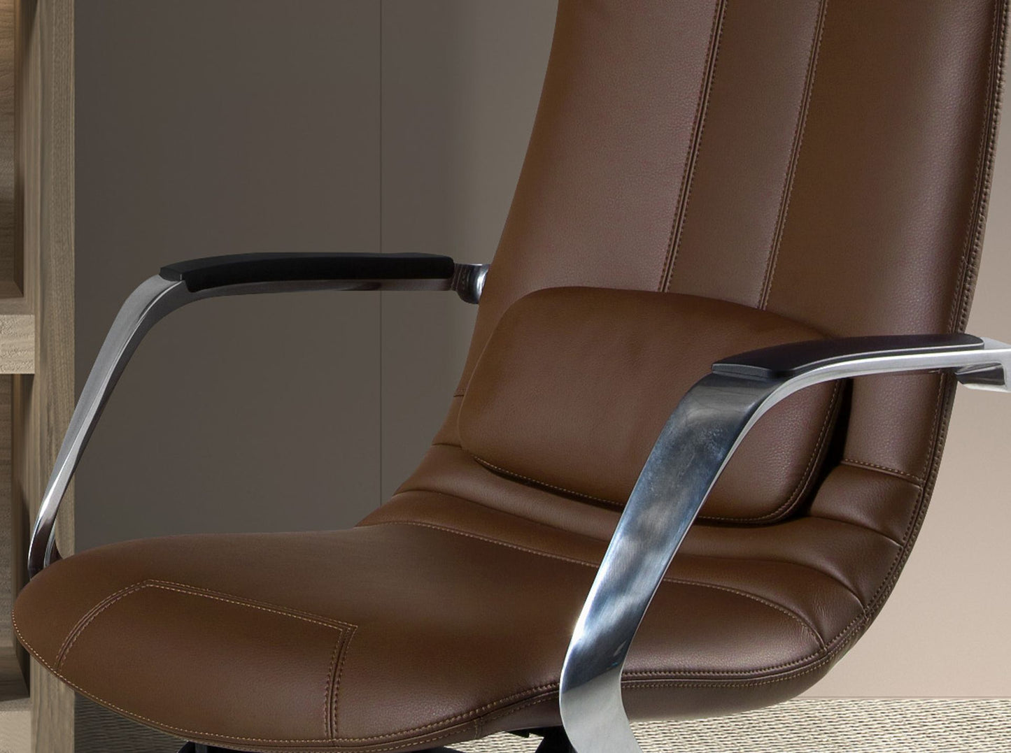 Fauteuil de bureau pivotant en similicuir avec coussin lombaire ergonomique