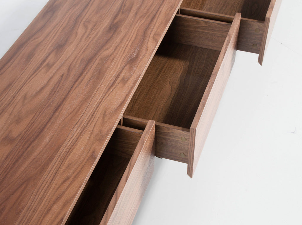 3085 Meuble tv design "Vetro" Angel Cerda en bois de noyer et verre trempé