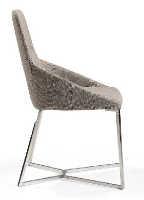 Chaise de salle à manger design en tissu beige avec pieds chromés – Angel Cerdá 4008