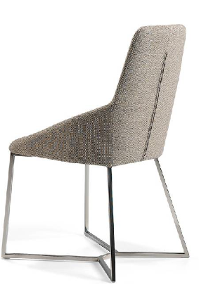 Chaise de salle à manger design en tissu beige avec pieds chromés – Angel Cerdá 4008
