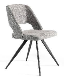 Chaise de salle à manger rembourrée en tissu gris Angel Cerda 4010