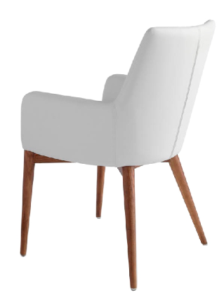 Chaise de salle à manger en similicuir blanc avec pieds en bois noyer – Angel Cerdá 4006