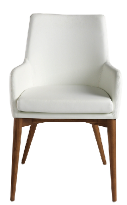 Chaise de salle à manger en similicuir blanc avec pieds en bois noyer – Angel Cerdá 4006