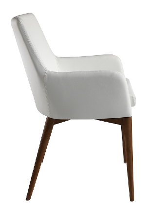 Chaise de salle à manger en similicuir blanc avec pieds en bois noyer – Angel Cerdá 4006