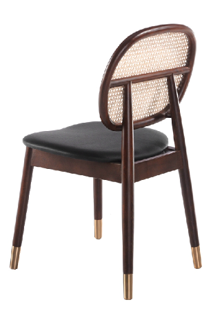 Chaise de salle à manger en similicuir et rotin naturel – Angel Cerdá 4093