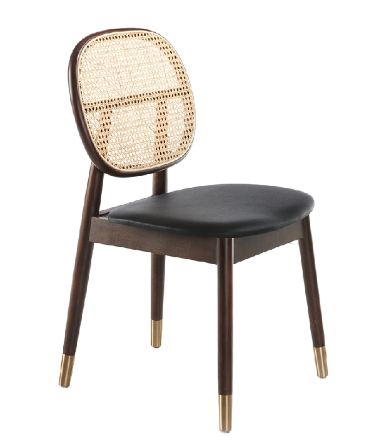 Chaise de salle à manger en similicuir et rotin naturel – Angel Cerdá 4093
