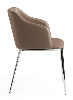 Chaise design en similicuir marron avec pieds en acier chromé – Angel Cerdá 4022