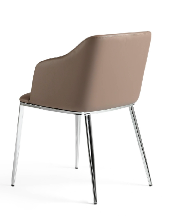 Chaise design en similicuir marron avec pieds en acier chromé – Angel Cerdá 4022