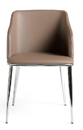 Chaise design en similicuir marron avec pieds en acier chromé – Angel Cerdá 4022