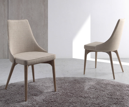 Chaise de salle à manger en tissu avec pieds en bois noyer – Angel Cerdá 4032