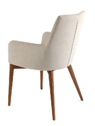 Chaise rembourrée en tissu beige et noyer - Angel Cerda 4048
