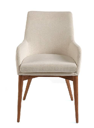 Chaise rembourrée en tissu beige et noyer - Angel Cerda 4048