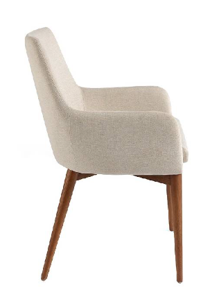 Chaise rembourrée en tissu beige et noyer - Angel Cerda 4048