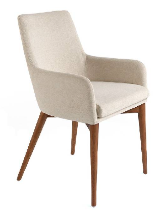 Chaise rembourrée en tissu beige et noyer - Angel Cerda 4048