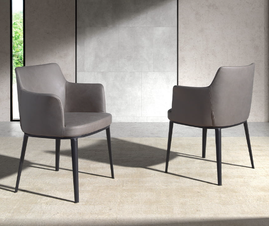 Chaise de salle à manger rembourrée en tissu vison