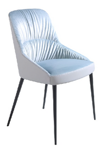 Chaise de salle à manger tapissée en velours bleu et cuir gris écologique Angel Cerda