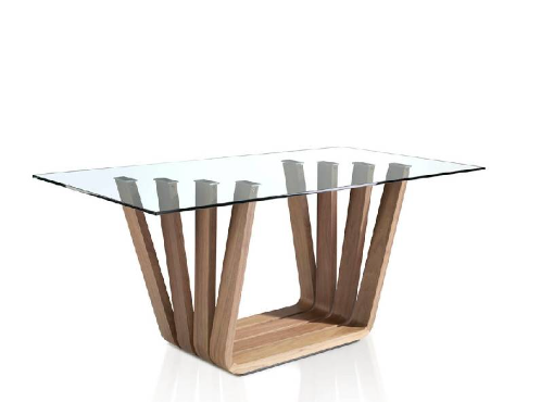 Table à manger en verre trempé et bois noyer Angel Cerda