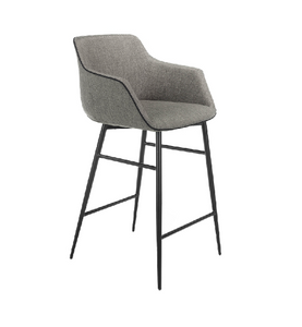 Tabouret rembourré en tissu gris et acier noir Angel Cerda 4089