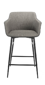 Tabouret rembourré en tissu gris et acier noir Angel Cerda 4089