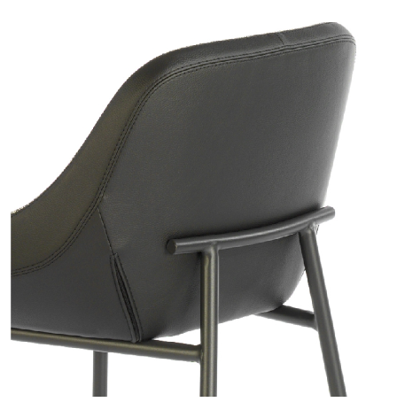 Tabouret rembourrée en Tissu gris et cuir noir Collection Angel Cerda