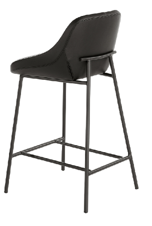 Tabouret rembourrée en Tissu gris et cuir noir Collection Angel Cerda