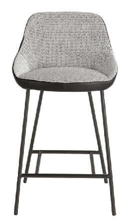 Tabouret rembourrée en Tissu gris et cuir noir Collection Angel Cerda