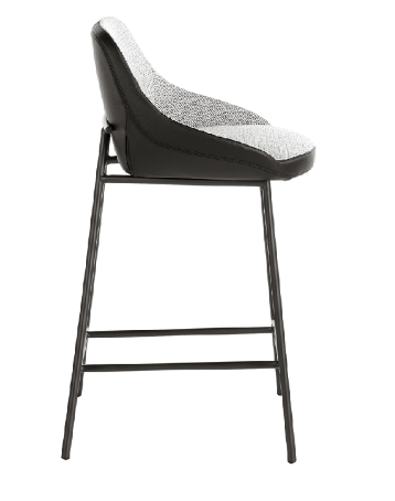 Tabouret rembourrée en Tissu gris et cuir noir Collection Angel Cerda