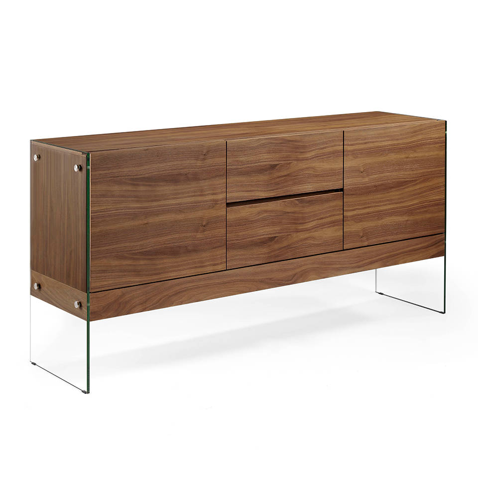 Buffet design en noyer avec pieds en verre trempé – Angel Cerda 3062